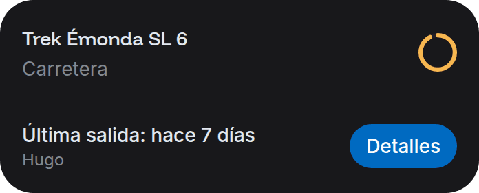 Una tarjeta de bicicleta con mantenimiento próximo