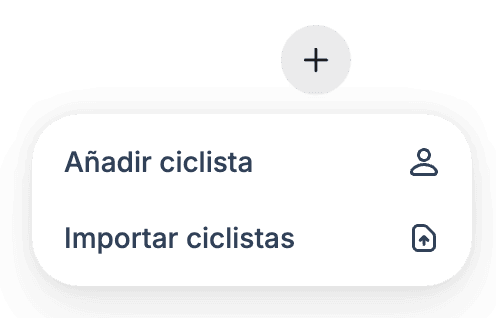 El menú de creación, con las opciones de añadir un ciclista o importar ciclistas