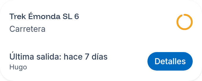 Una tarjeta de bicicleta con mantenimiento próximo